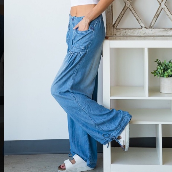 Oli and Hali “ Bianca” Oli & Hali Pleated 3D Tencel Lightweight Jean Pants SR10 - Picture 3 of 5